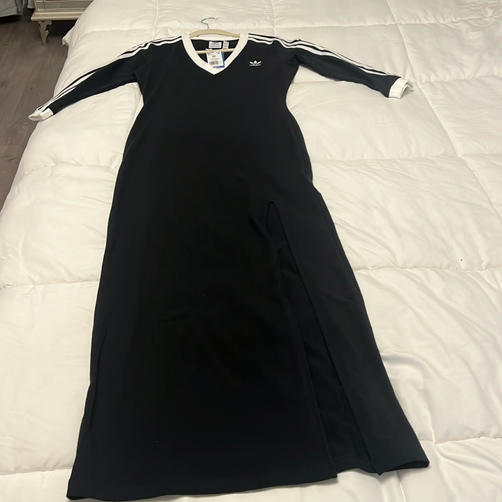 Adidas Black Maxi Dress with White Trim